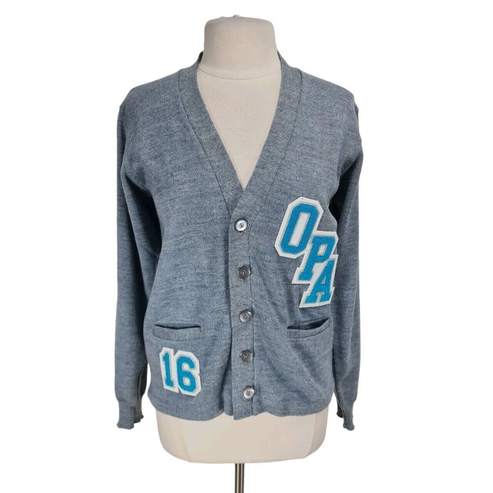 BLUEBERRY KNITTING INC Womens V-Neck Button Up Sweater Size XL Gray Pockets 326P